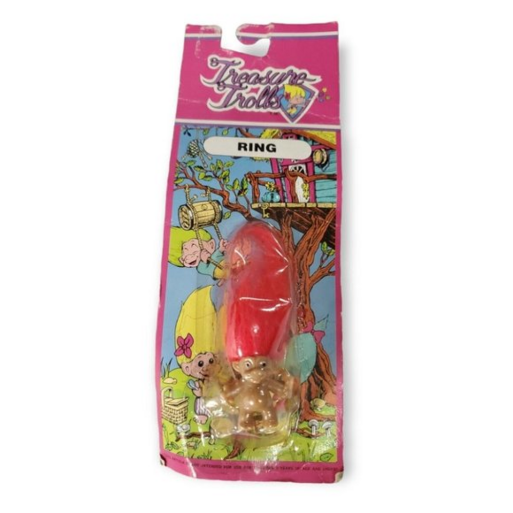 Vintage Treasure Troll Ring Ace Novelty Red New In Package‎ 90s 1991